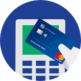 icon of a credit card being tapped on a contactless payment terminal